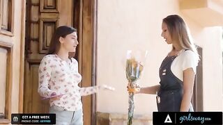 The flower shop owner gets horny for her client