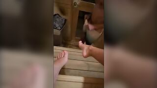 This Italian guy wanking his dick in sauna... I went there and sucked his cock until he cum