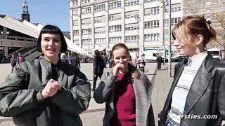 Two girls are having fun without guys in a threesome