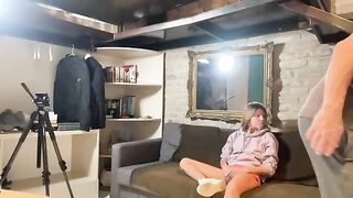 The girl was fucked at home by a man with a huge cock