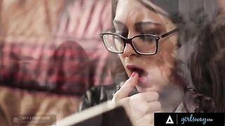 An investigator, portrayed by the stunning Riley Reid, rubs her pussy while imagining missing girls in a fantasy scene