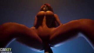 Busty woman fucked by a huge dick of a monster in 3D