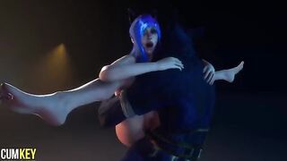 Furry woman fucked by a huge cock of monster in 3D