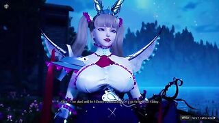 Foot-worshiping hero served by the giant witch in a thrilling 3D world