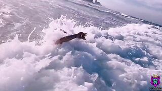 The pretty beach girl is very polite, but she loves anal sex