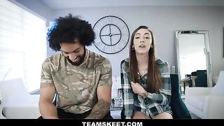 The girl was fucked in crazy poses by her boyfriend, showcasing petite Dani Blu’s flexibility