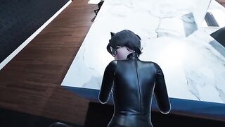 Catwoman fucks with the young man in his office, showcasing her seductive skills