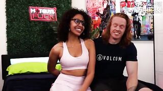 Redhead muscular guy fucked by Latina slut in gonzo style