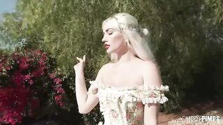 Skye Blue delivers a sloppy blowjob, showcasing her stunning natural 34DDD tits
