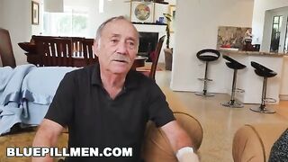 Old men tag team young babe Sydney Sky’s pussy in intense scene