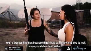 A Femdom Cartel Boss, Luna Star, teaches her new whores how to behave in a steamy Girlsway scene