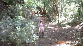 African girls in a lesbian threesome experiment with pussy eating and more