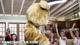 Bunch of bitches getting fucked by a crowd of horny guys