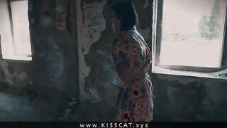 The girl was asked to have sex on the veranda in a risky setup