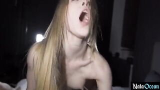 Skinny teen gets her pussy smashed hard and deep
