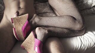 A sexy girl in high heels and pantyhose is a sight to behold