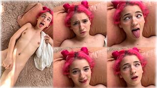 Playful cute teen explores her desires in a passionate act