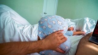 A step sister helps her brother to experience orgasm with porn