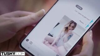 Petite blonde slut in anal action with older man