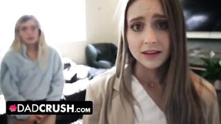 Stepdad punishes his two stepdaughters for disobeying him in a steamy scene