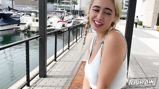 Romeo Mancini's powerful cum shot lands on Chloe Surreal's hairy pussy