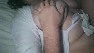 I fucked my wife at night and put cum on her big ass. I love her so much