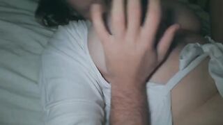 I fucked my wife at night and put cum on her big ass. I love her so much