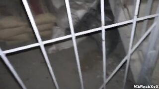 The stalker pushed the blade into her wet pussy