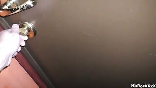 The stalker pushed the blade into her wet pussy