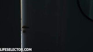 A step sister surprises her brother in a intimate way