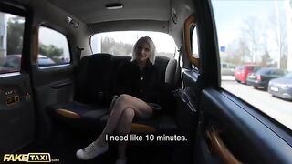 A cute model in transparent underwear gets her pussy stretched by a thick cock in Fake Taxi