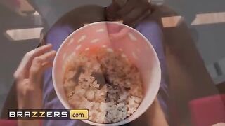 Tina Fire gets her pussy fucked by Jordi El In the popcorn machine in a steamy Brazzers scene