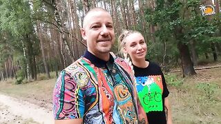 They are watching me while I blow Mateo's huge cock and swallow his cum in the forest