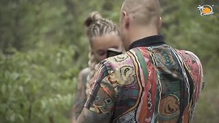 They are watching me while I blow Mateo's huge cock and swallow his cum in the forest