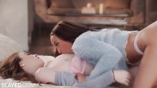 Two skinny and hot girlfriends enjoy sensual lesbian sex in stunning HD
