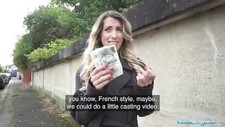 Hot French teacher seduces for cash in Public Agent scene