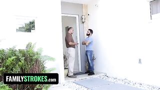 Little slut Claire Black seduces her step uncle and fucks him hard around the house