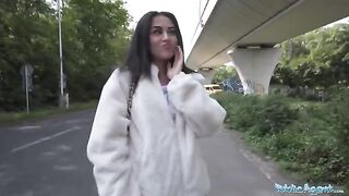 Petite brunette gets fucked on the street by Public Agent