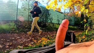 Stranger's cock flashing leads to intense public titty fuck