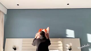 The guy carefully licked his girlfriend’s pussy and planted her on his big cock