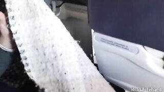 The stewardess gets a blowjob from her husband in the airplane