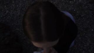 The cute girl made a blowjob for her lover on the beach and her friends saw it