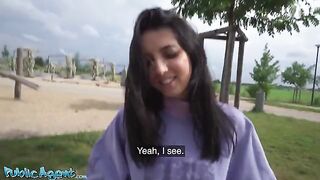 Slim Italian college girl gets fucked outdoors for cash by PublicAgent