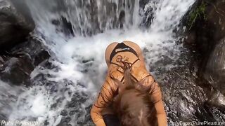 Passionate sex in front of the waterfall for 25K milestone