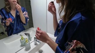 Hot morning sex in the bathroom with French beauty