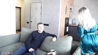 A girl's mom is giving a lesson to her boyfriend on how to have sex properly