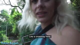 Blonde MILF with natural tits gets banged in the park
