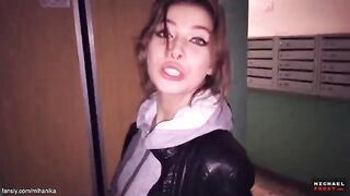 A couple has sex right in the street and leaves cum on panties
