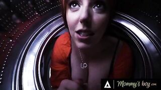 A stepmom gets stuck in the washing machine and calls for help