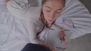 Cute stepsister tries her first blowjob and does it perfectly